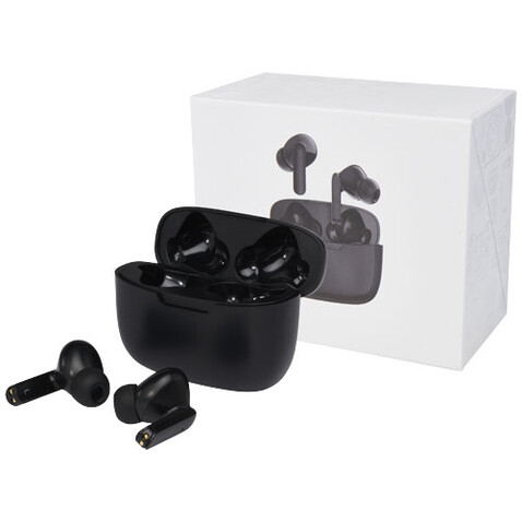 Essos 2.0 True Wireless Auto-Pair-Ohrhörer mit Etui, schwarz bedrucken, Art.-Nr. 12429090