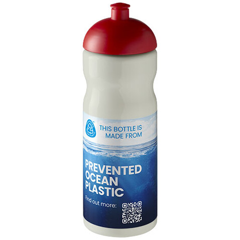 H2O Active® Eco Base 650 ml Sportflasche mit Stülpdeckel, elfenbeinweiß, rot bedrucken, Art.-Nr. 21009839