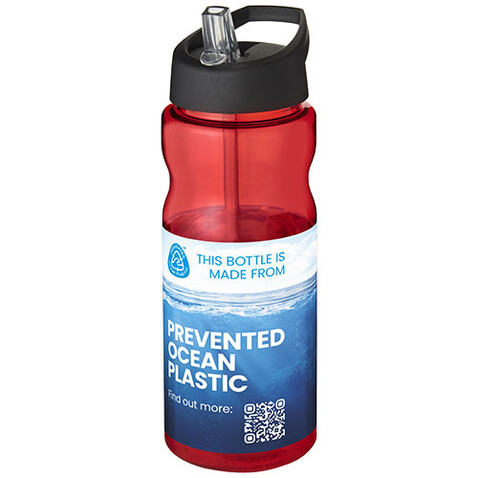 H2O Active® Eco Base 650 ml Sportflasche mit Ausgussdeckel, rot, schwarz bedrucken, Art.-Nr. 21009910