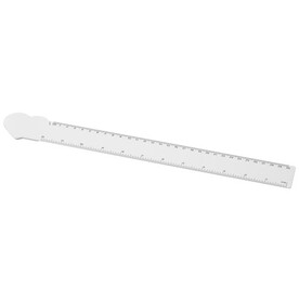 Tait 30 cm herzförmiges Lineal aus Recycling-Kunststoff, weiss bedrucken, Art.-Nr. 21046601
