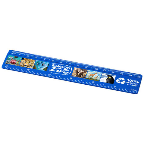 Refari 15 cm Lineal aus recyceltem Kunststoff, blau bedrucken, Art.-Nr. 21046752