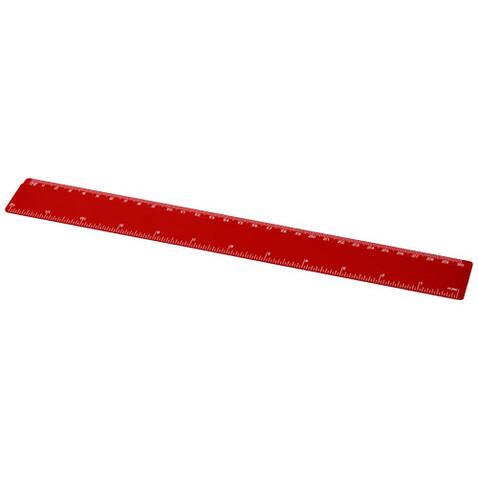 Refari 30 cm Lineal aus recyceltem Kunststoff, rot bedrucken, Art.-Nr. 21046821