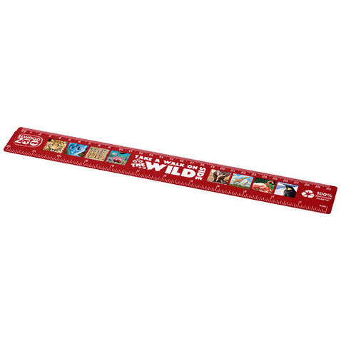 Refari 30 cm Lineal aus recyceltem Kunststoff, rot bedrucken, Art.-Nr. 21046821