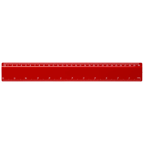 Refari 30 cm Lineal aus recyceltem Kunststoff, rot bedrucken, Art.-Nr. 21046821
