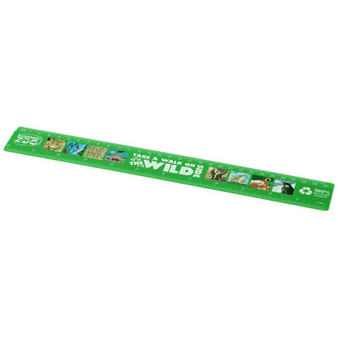 Refari 30 cm Lineal aus recyceltem Kunststoff, grün bedrucken, Art.-Nr. 21046861