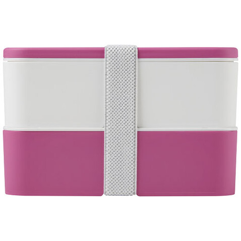 MIYO Doppel-Lunchbox, rosa, weiss, weiss bedrucken, Art.-Nr. 21047004