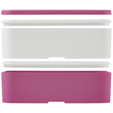 MIYO Doppel-Lunchbox, rosa, weiss, weiss bedrucken, Art.-Nr. 21047004