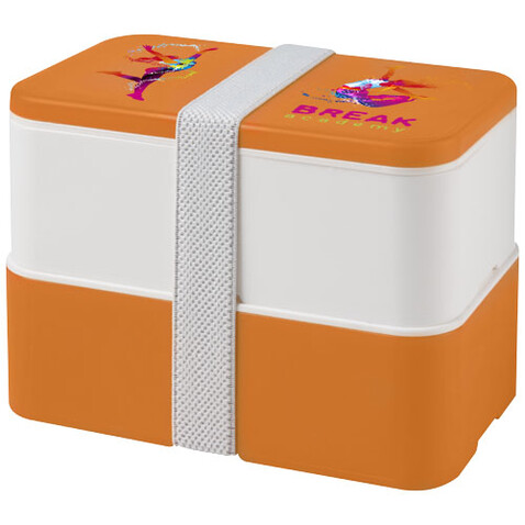 MIYO Doppel-Lunchbox, orange, weiss, weiss bedrucken, Art.-Nr. 21047006