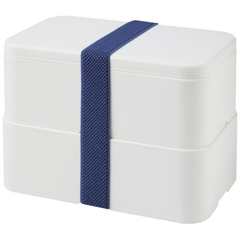 MIYO Doppel-Lunchbox, weiss, weiss, blau bedrucken, Art.-Nr. 21047007