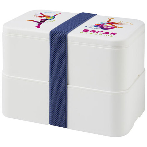 MIYO Doppel-Lunchbox, weiss, weiss, blau bedrucken, Art.-Nr. 21047007