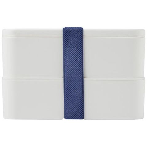 MIYO Doppel-Lunchbox, weiss, weiss, blau bedrucken, Art.-Nr. 21047007