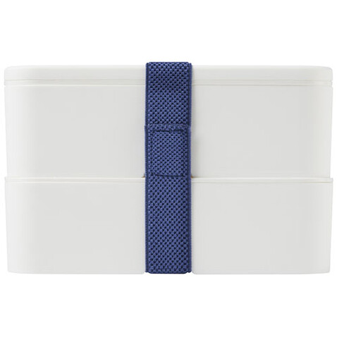 MIYO Doppel-Lunchbox, weiss, weiss, blau bedrucken, Art.-Nr. 21047007