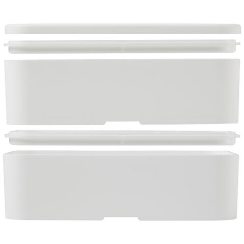 MIYO Doppel-Lunchbox, weiss, weiss, blau bedrucken, Art.-Nr. 21047007