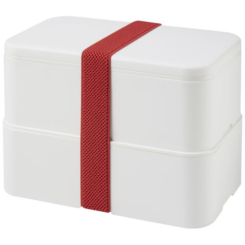 MIYO Doppel-Lunchbox, weiss, weiss, rot bedrucken, Art.-Nr. 21047008