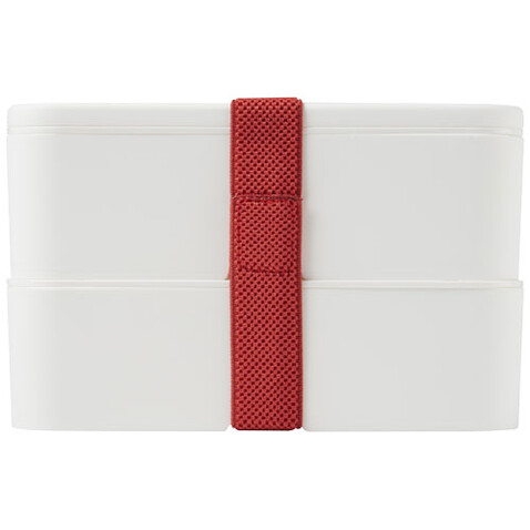 MIYO Doppel-Lunchbox, weiss, weiss, rot bedrucken, Art.-Nr. 21047008