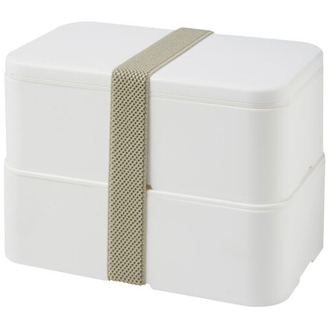 MIYO Doppel-Lunchbox, weiss, weiss, kieselgrau bedrucken, Art.-Nr. 21047010 MIYO Doppel-Lunchbox, weiss, weiss, kieselgrau bedrucken, Art.-Nr. 21047010