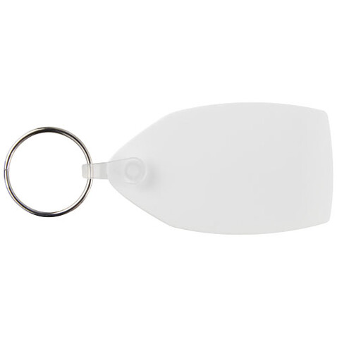 Tait rechteckiger Schlüsselanhänger aus recyceltem Material, weiss bedrucken, Art.-Nr. 21047601