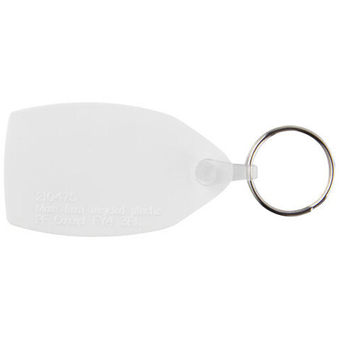 Tait rechteckiger Schlüsselanhänger aus recyceltem Material, weiss bedrucken, Art.-Nr. 21047601