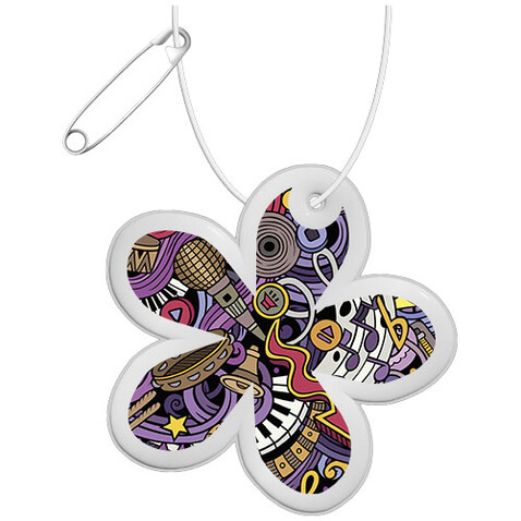 RFX™ H-13 reflektierender PVC-Anhänger Blume, weiss bedrucken, Art.-Nr. 1PR11801 RFX™ H-13 reflektierender PVC-Anhänger Blume, weiss bedrucken, Art.-Nr. 1PR11801