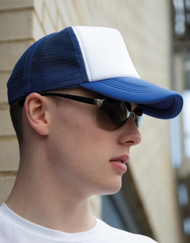 Result Caps Detroit ½ Mesh Truckers Cap, Black/White, One Size bedrucken, Art.-Nr. 013341500