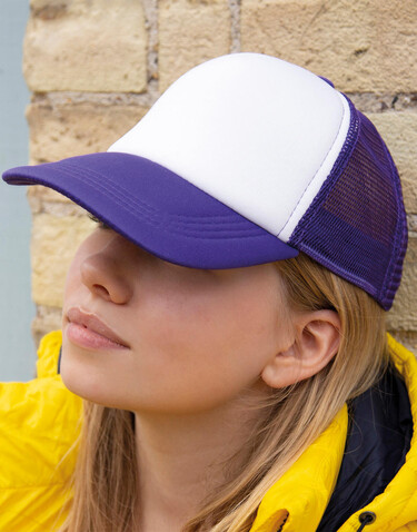 Result Caps Detroit ½ Mesh Truckers Cap, Black/White, One Size bedrucken, Art.-Nr. 013341500