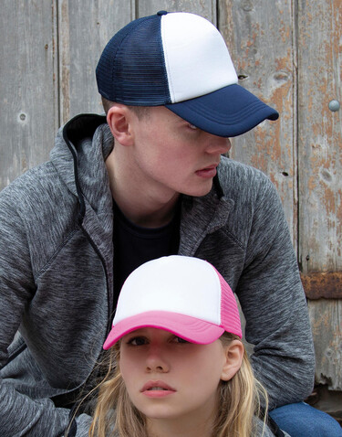 Result Caps Detroit ½ Mesh Truckers Cap, Black/White, One Size bedrucken, Art.-Nr. 013341500