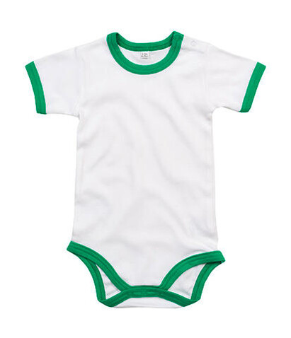 BabyBugz Baby Ringer Bodysuit, White/Kelly Green Organic, 6-12 bedrucken, Art.-Nr. 019470713