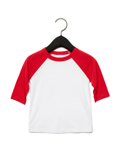 Bella Toddler 3/4 Sleeve Baseball Tee, White/Denim, 4T bedrucken, Art.-Nr. 055060733