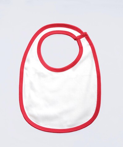 BabyBugz Single Layer Bib, White/Red, One Size bedrucken, Art.-Nr. 069470540