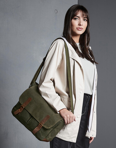 Quadra Heritage Waxed Canvas Messenger, Desert Sand, One Size bedrucken, Art.-Nr. 080307420