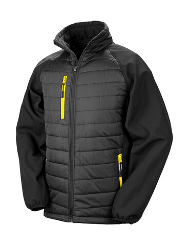 Result Compass Padded Softshell, Black/Yellow, 2XL bedrucken, Art.-Nr. 084331397