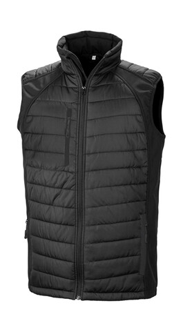 Result Compass Padded Softshell Gilet, Black/Black, 2XL bedrucken, Art.-Nr. 085331777