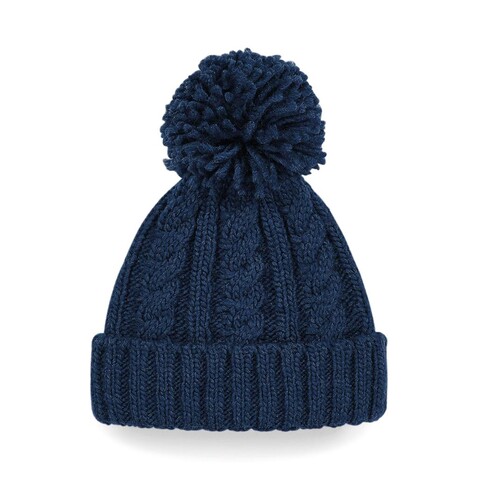 Beechfield Cable Knit Melange Beanie, Navy, One Size bedrucken, Art.-Nr. 096692000