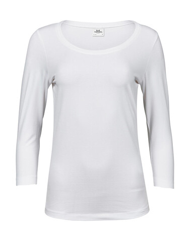 Tee Jays Ladies` 3/4 Sleeve Stretch Tee, White, M bedrucken, Art.-Nr. 100540004