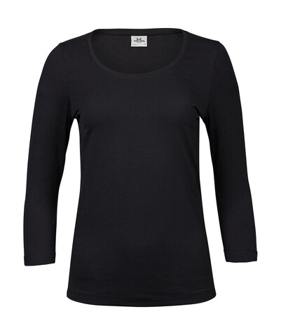 Tee Jays Ladies` 3/4 Sleeve Stretch Tee, Black, 3XL bedrucken, Art.-Nr. 100541018