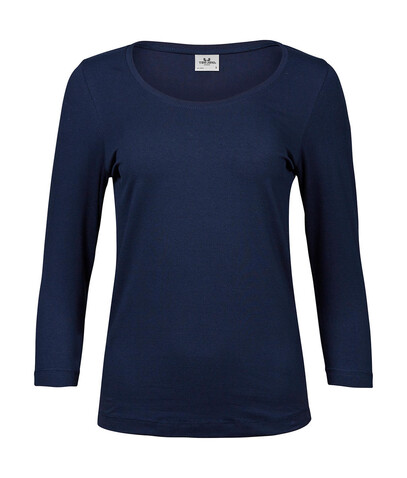 Tee Jays Ladies` 3/4 Sleeve Stretch Tee, Navy, 2XL bedrucken, Art.-Nr. 100542007