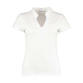 Kustom Kit Regular Fit Mandarin Collar Top, White, XS/S (8/10) bedrucken, Art.-Nr. 109110003