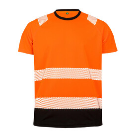 Result Recycled Safety T-Shirt, Fluorescent Orange, S/M bedrucken, Art.-Nr. 111334053
