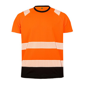 Result Recycled Safety T-Shirt, Fluorescent Orange, S/M bedrucken, Art.-Nr. 111334053