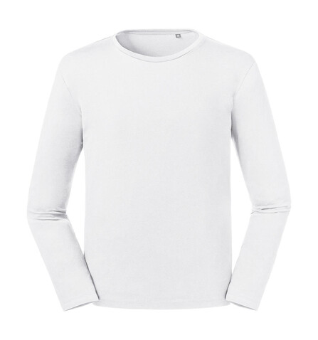 Russell Europe Men`s Pure Organic L/S Tee, White, S bedrucken, Art.-Nr. 122000003