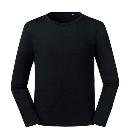 Russell Europe Men`s Pure Organic L/S Tee, Black, XS bedrucken, Art.-Nr. 122001012