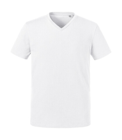 Russell Europe Men`s Pure Organic V-Neck Tee, White, XS bedrucken, Art.-Nr. 123000002