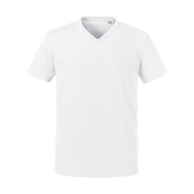 Russell Europe Men`s Pure Organic V-Neck Tee, White, XS bedrucken, Art.-Nr. 123000002