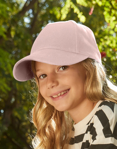 Beechfield Junior Organic Cotton 5 Panel Cap, Powder Pink, One Size bedrucken, Art.-Nr. 123694280