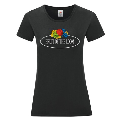 Fruit of the Loom Ladies Vintage T Large Logo Print, Black, S bedrucken, Art.-Nr. 178011013