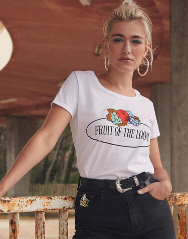 Fruit of the Loom Ladies Vintage T Large Logo Print, White, M bedrucken, Art.-Nr. 178010004