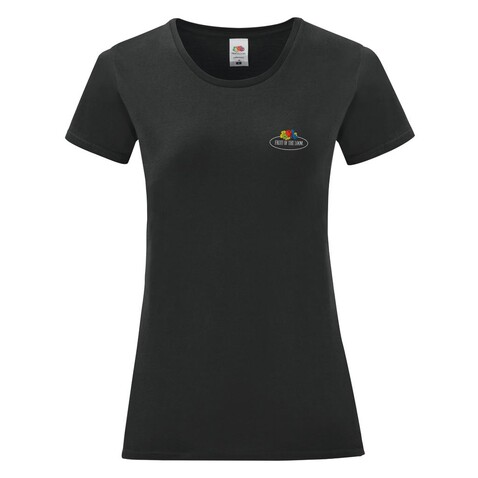 Fruit of the Loom Ladies Vintage T Small Logo Print, Black, S bedrucken, Art.-Nr. 179011013
