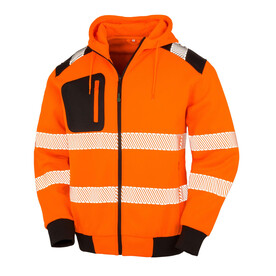 Result Recycled Robust Zipped Safety Hoody, Fluorescent Orange, S bedrucken, Art.-Nr. 200334053