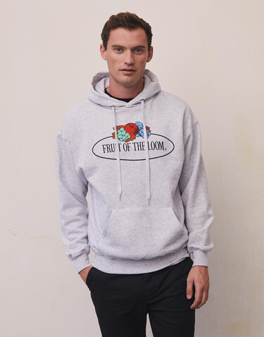 Fruit of the Loom Vintage Hooded Sweat Classic Large Logo Print, Heather Grey, S bedrucken, Art.-Nr. 219011233