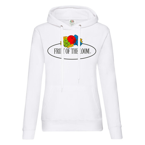 Fruit of the Loom Ladies Vintage Hooded Sweat Large Logo Print, White, XS bedrucken, Art.-Nr. 223010002